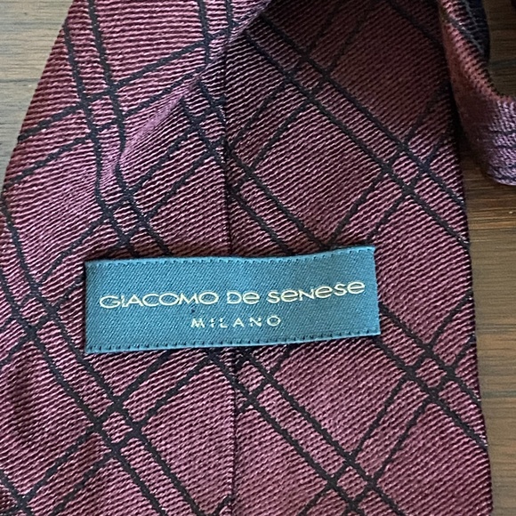 Giacomo De Senese silk blend tie maroon black - Picture 3 of 4